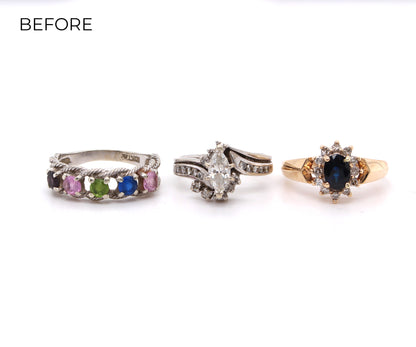 Cluster Three Stone Diamond Ring Redesign