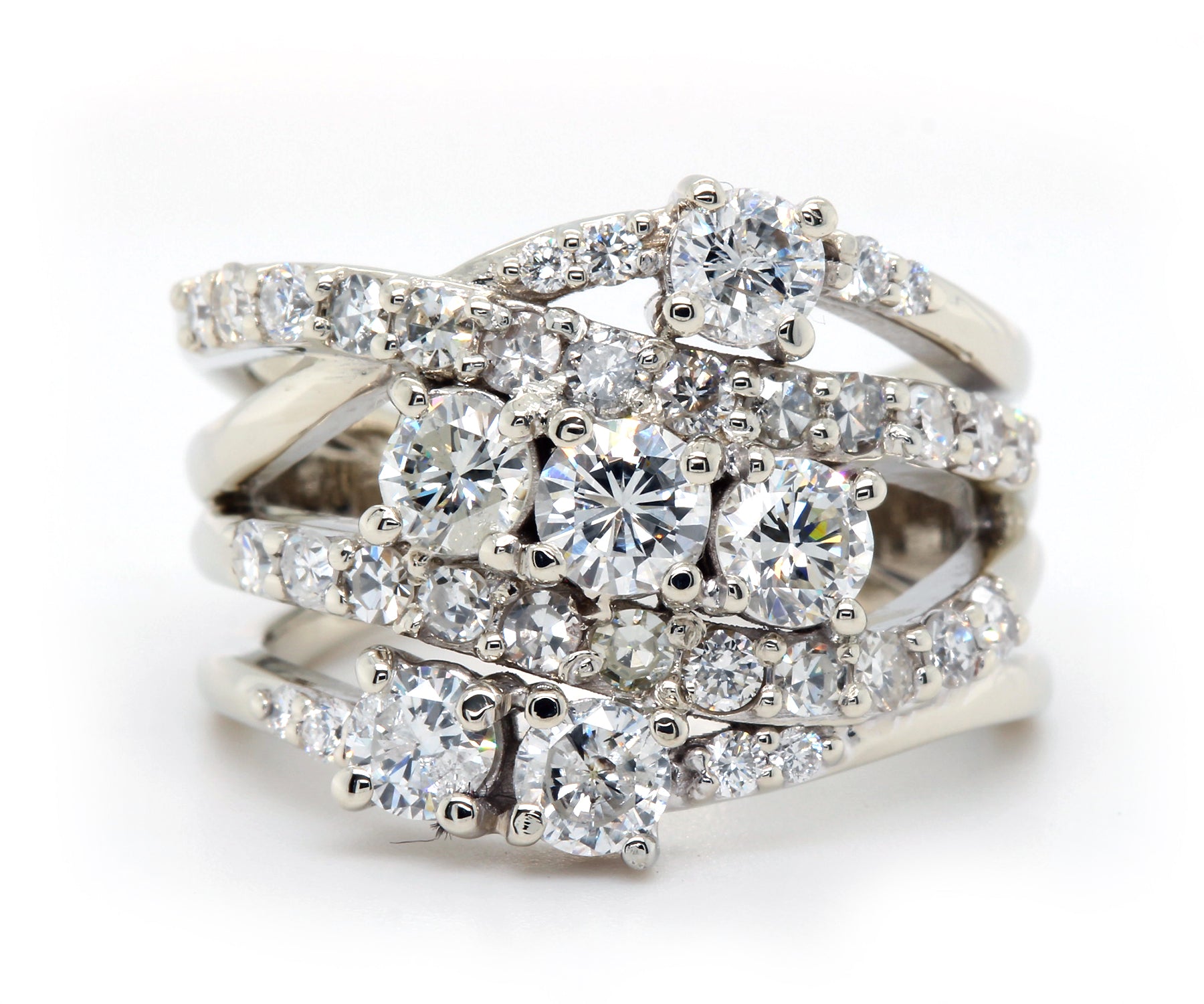 Multi-Row Weave Diamond Wedding Ring Redesign