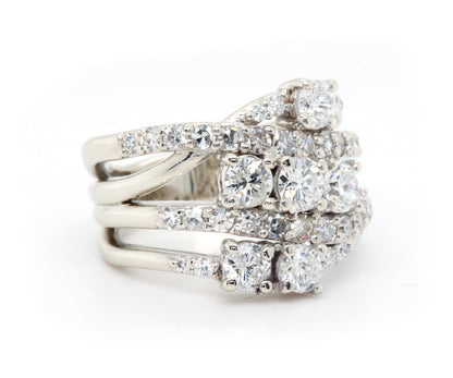 Rediseño de anillo de bodas de diamantes con tejido de varias filas
