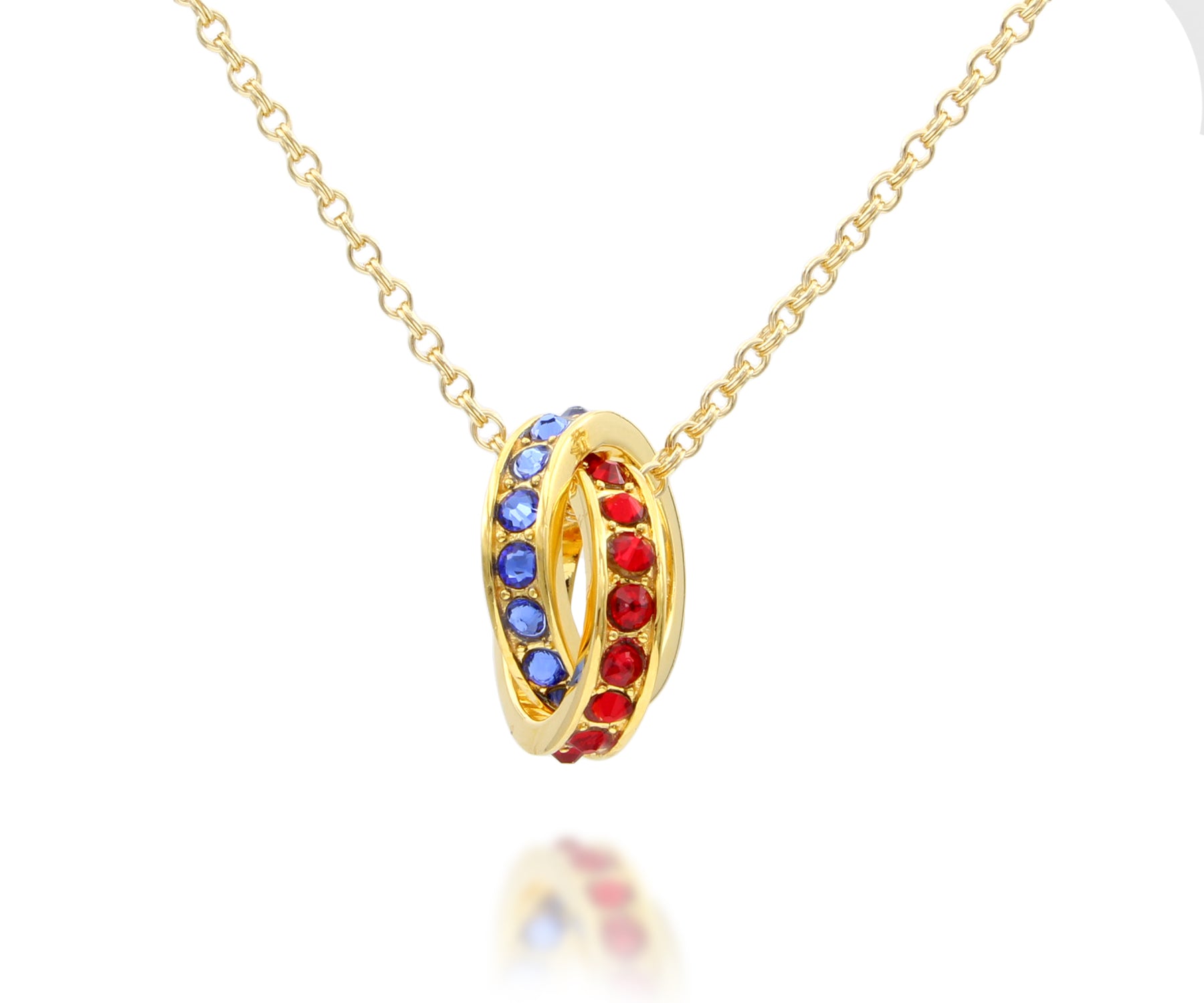 Collar de oro con dos piedras de nacimiento entrelazadas para madre