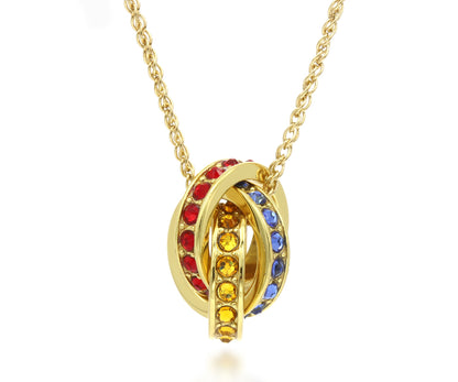 Mother's Interlocking 4 Birthstone Gold Necklace