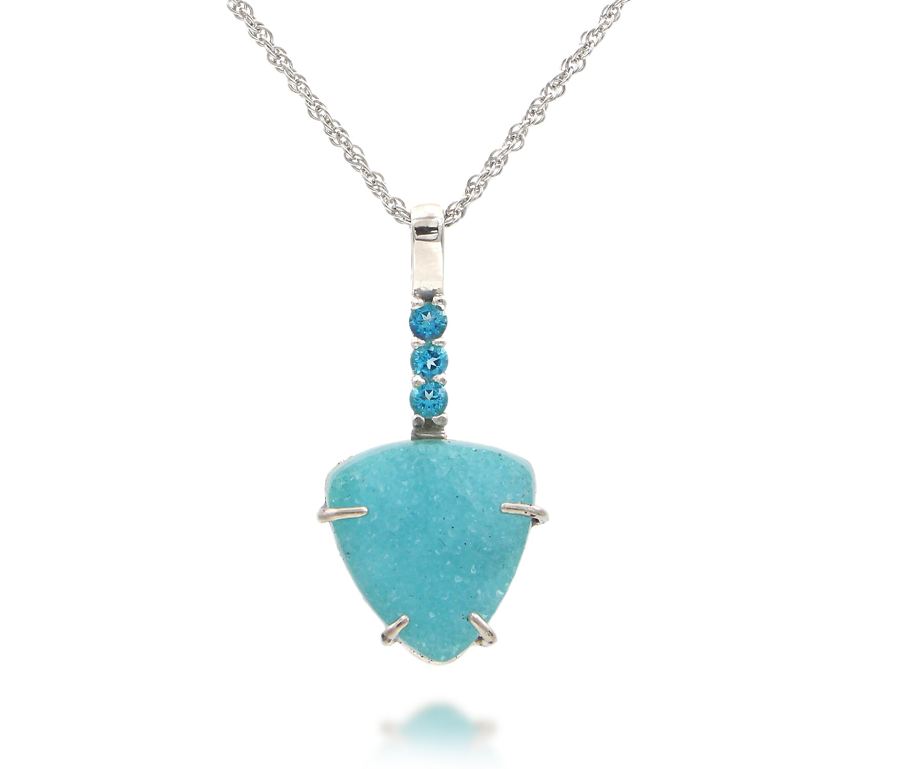 Natural Teal Chrysocolla Druzy Paraiba Topaz Necklace