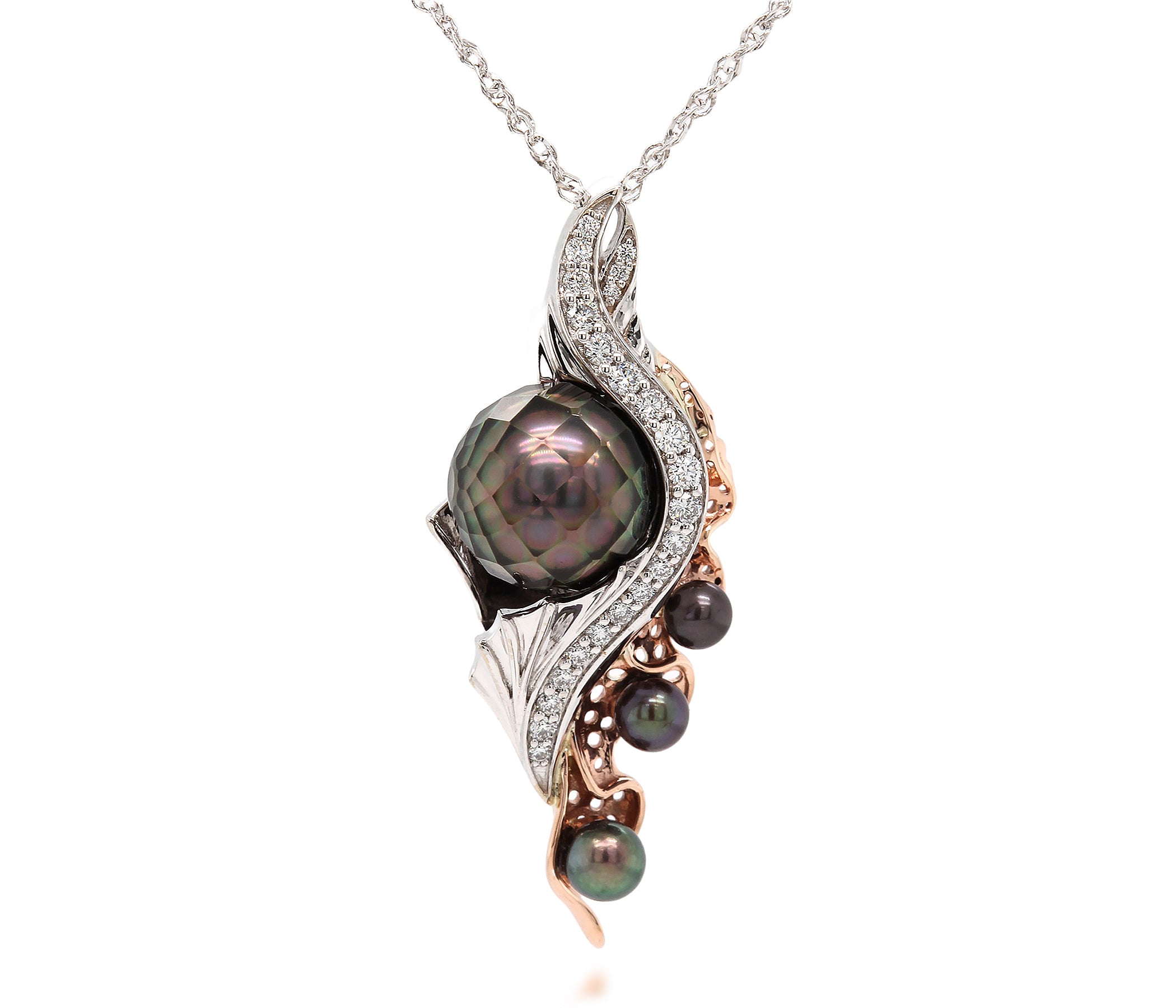 Ocean Inspired Tahitian Pearl Diamond Necklace