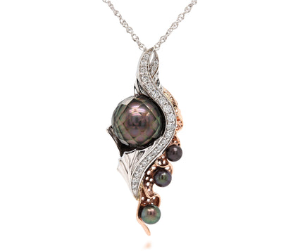 Ocean Inspired Tahitian Pearl Diamond Necklace