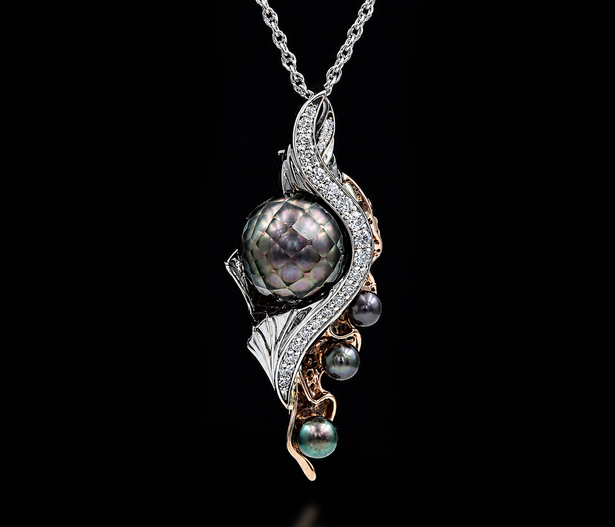 Ocean Inspired Tahitian Pearl Diamond Necklace