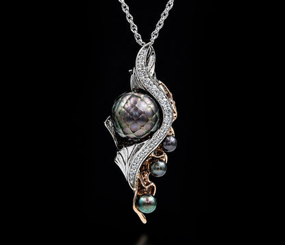 Ocean Inspired Tahitian Pearl Diamond Necklace
