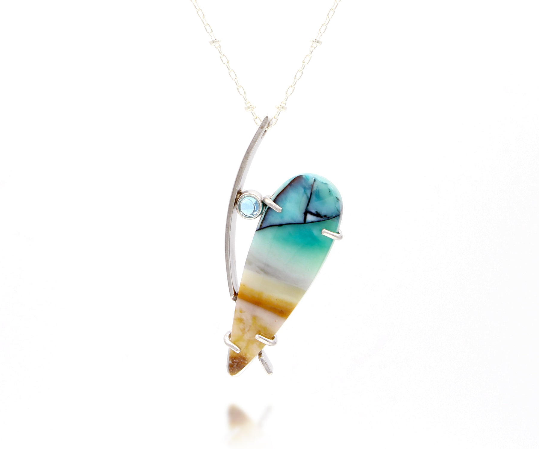Beach Opal Petrified Wood Artistic Necklace