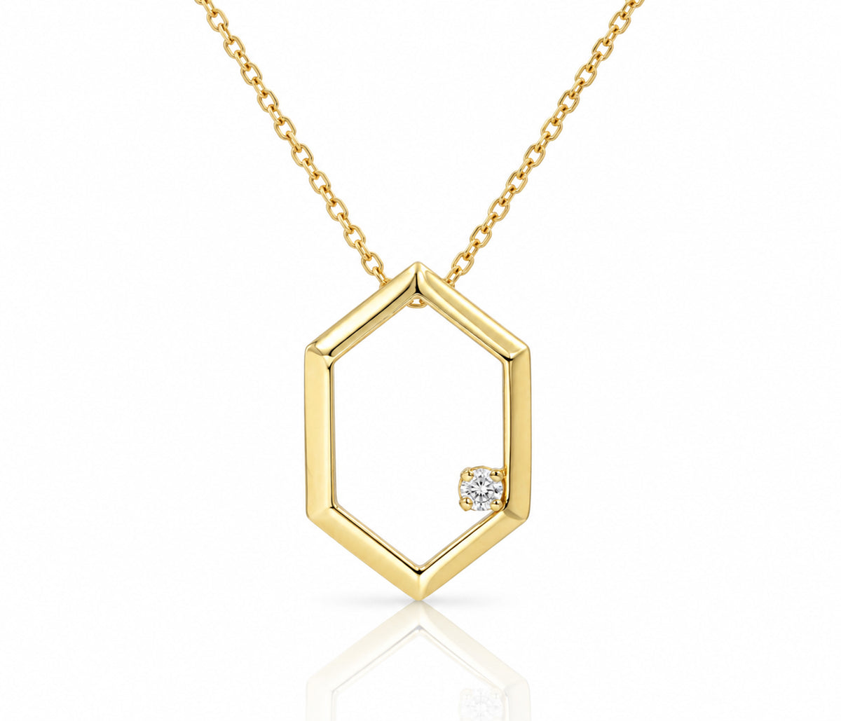 Open Geometric Diamond Gold Necklace