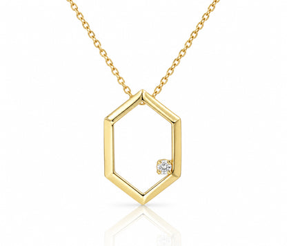Open Geometric Diamond Gold Necklace