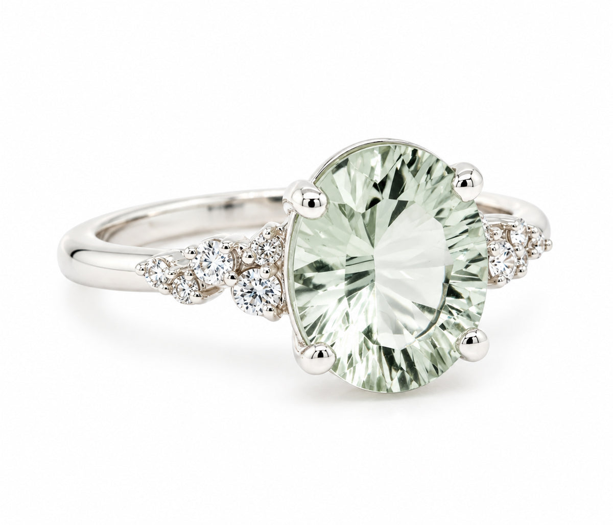Anillo Art Déco dorado con halo de ágata musgosa y hexágono