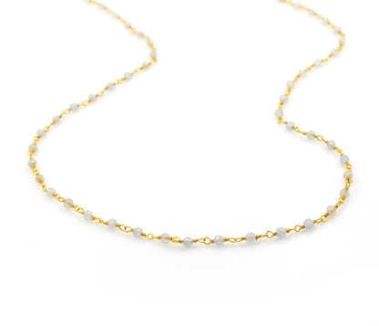 Birthstone Gemstone Beaded March Aquamarine Gold Chain