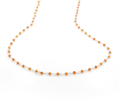 Birthstone Gemstone Beaded November Carnelian Silver Chain
