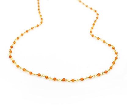 Birthstone Gemstone Beaded November Carnelian Gold Chain