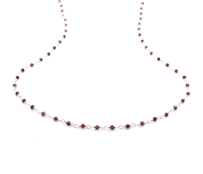 Birthstone Gemstone Beaded January Garnet Silver Chain