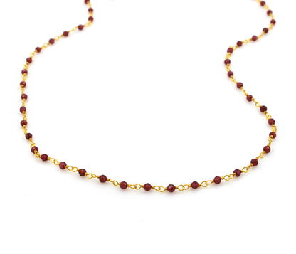Birthstone Gemstone Beaded January Garnet Gold Chain
