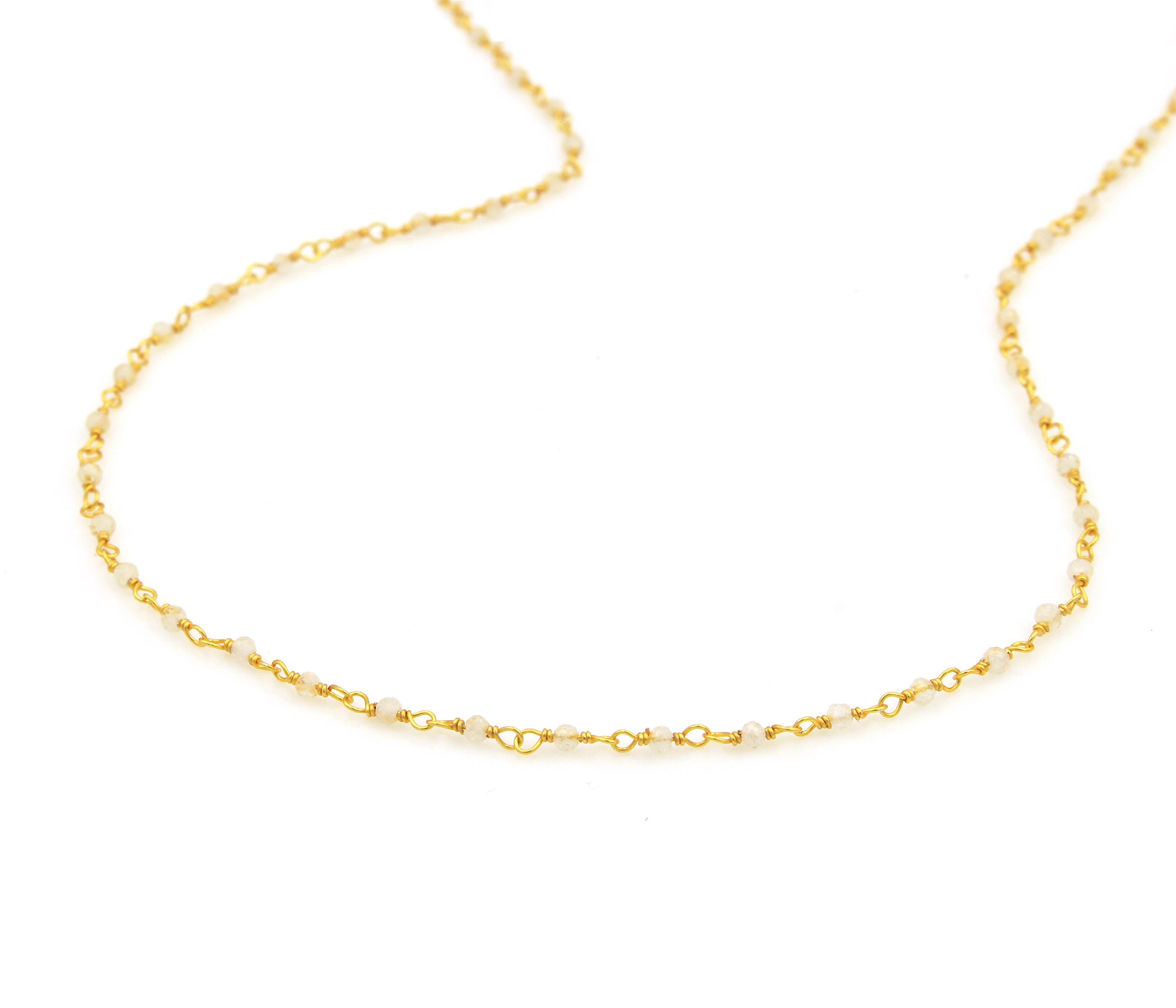 Birthstone Gemstone Beaded April Moonstone Gold Chain