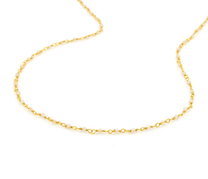 Birthstone Gemstone Beaded April Moonstone Gold Chain
