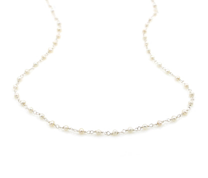Birthstone Gemstone Beaded June Pearl Silver Chain