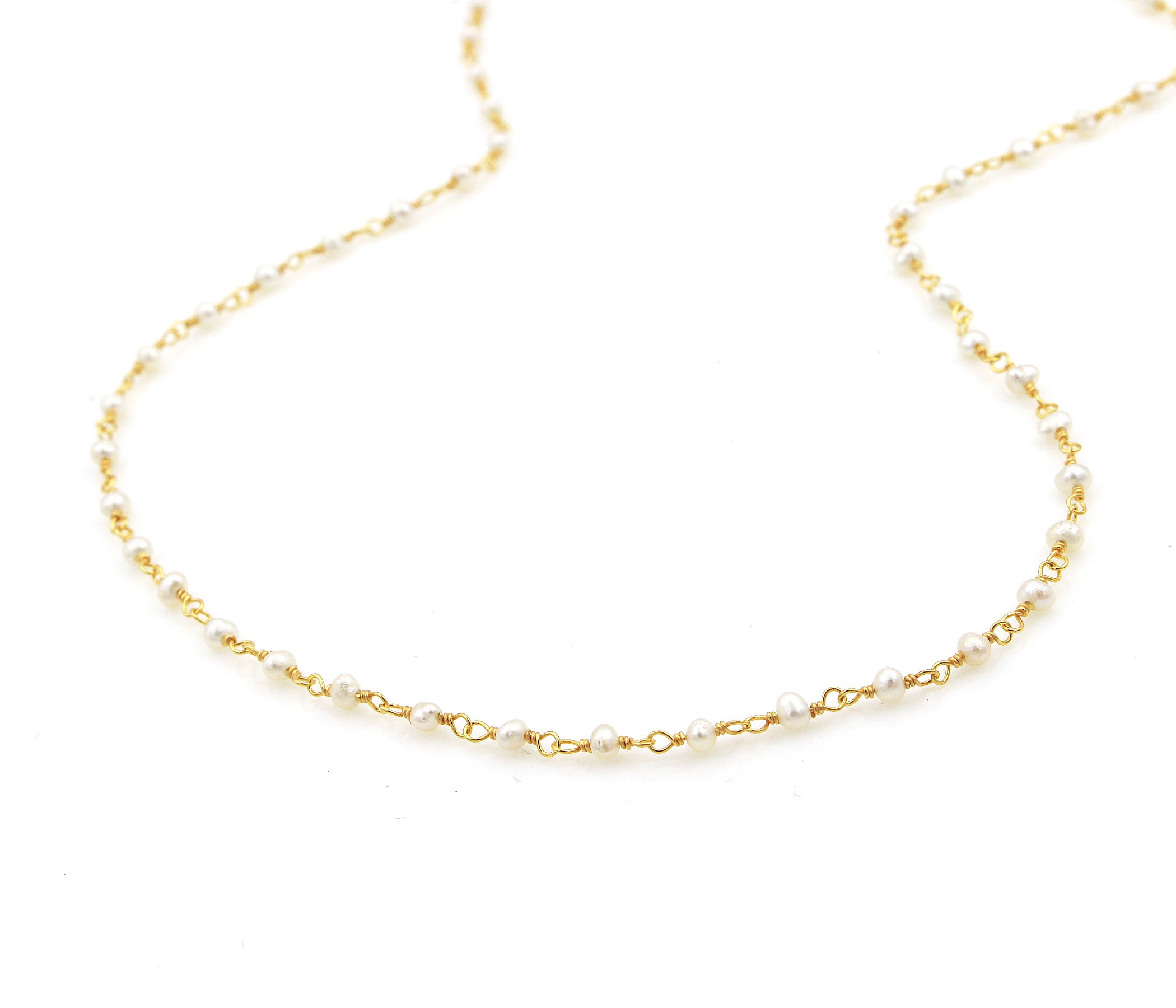 Birthstone Gemstone Beaded June Pearl Gold Chain