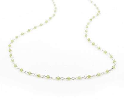 Birthstone Gemstone Beaded August Peridot Silver Chain