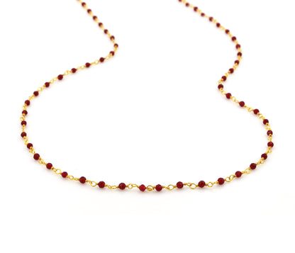 Birthstone Gemstone Beaded June Rhodolite Gold Chain