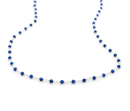 Birthstone Gemstone Beaded September Sapphire Silver Chain