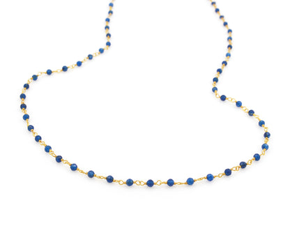 Birthstone Gemstone Beaded September Sapphire Gold Chain