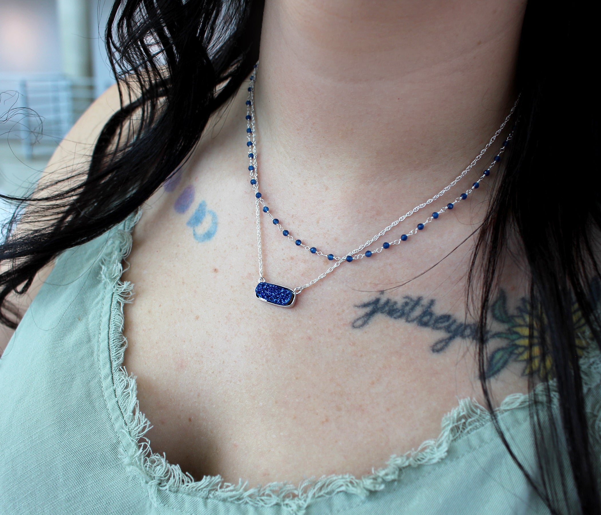 Gemstone Beaded September Sapphire Gold Chain
