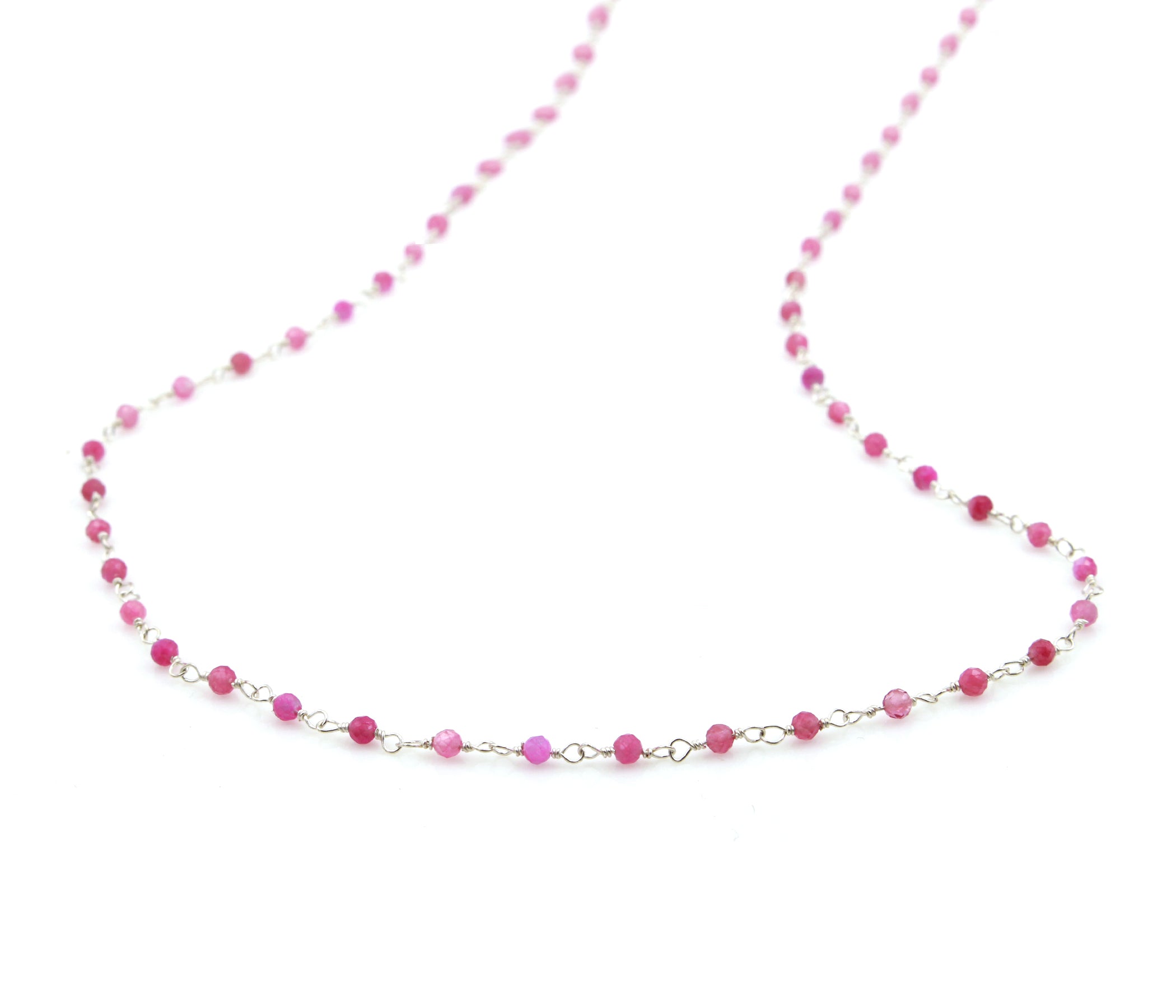 Birthstone Gemstone Beaded October Tourmaline Silver Chain