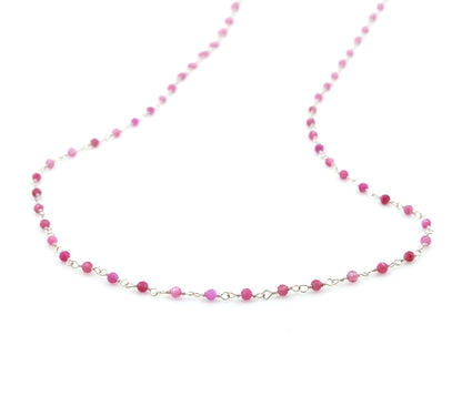 Birthstone Gemstone Beaded October Tourmaline Silver Chain