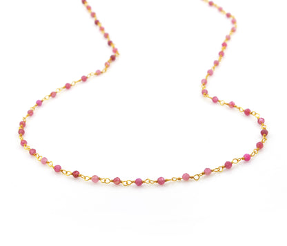 Birthstone Gemstone Beaded October Tourmaline Gold Chain