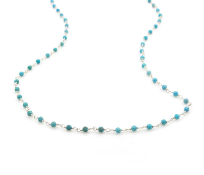 Birthstone Gemstone Beaded December Turquoise Silver Chain