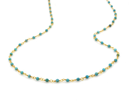 Birthstone Gemstone Beaded December Turquoise Gold Chain