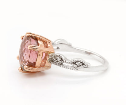 Peach Cushion Tourmaline Dainty Crown Ring