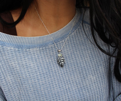 Petrified Spruce Wood Green Amethyst Necklace