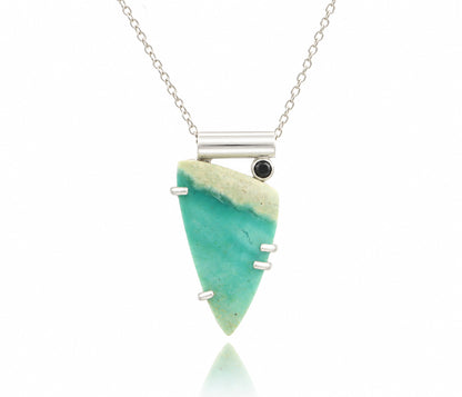 Beach Opal Petrified Wood Angular Necklace