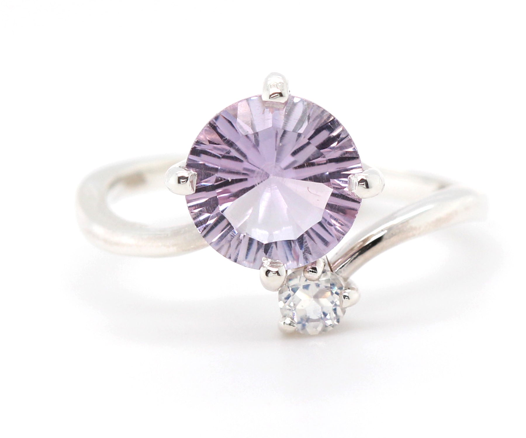Starburst Pink Topaz Bypass Moonstone Ring