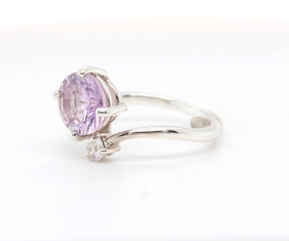 Starburst Pink Topaz Bypass Moonstone Ring