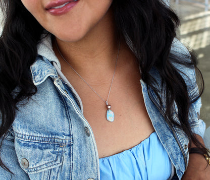 Pink Pearl Pastel Opal Diamond Necklace