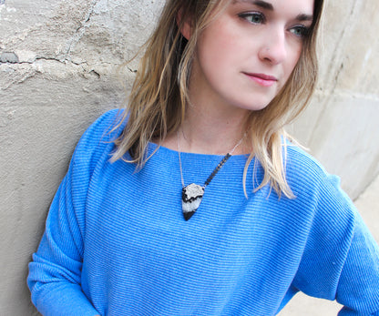 Platinum Druzy Offset Chevron Necklace