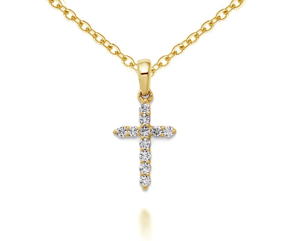 Fancy Mini Cross Diamond Gold Necklace