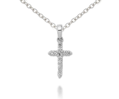 Colgante elegante con cruz de diamantes en miniatura
