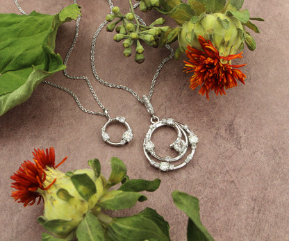 Round Modern Diamond Swirl Pave Necklace