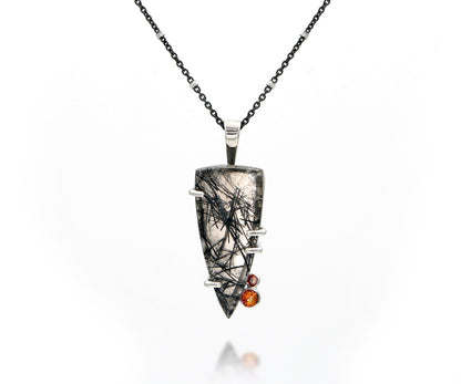Rutilated Quartz Dagger Topaz Necklace