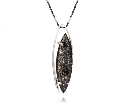 Rutilated Quartz Marquise Offset Necklace