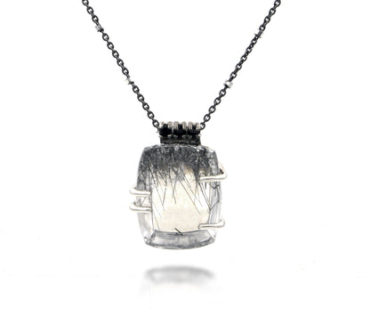 Rutilated Quartz Small Square Ombre Necklace