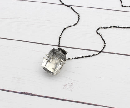 Rutilated Quartz Small Square Ombre Necklace