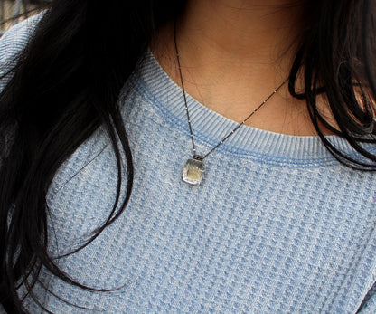 Rutilated Quartz Small Square Ombre Necklace