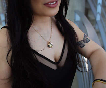 Triangle Rutilated Quartz Black Onyx Matching Set