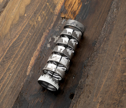 Celtic Knot Engraved Grooved Edge Tungsten Ring